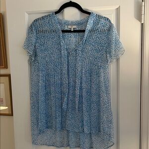 Joie Light Blue and White Patterned Blouse